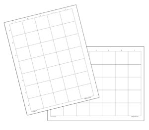 Two blank grid drawing worksheets, one in a horizontal format and the other in a vertical format, ready for creative use.